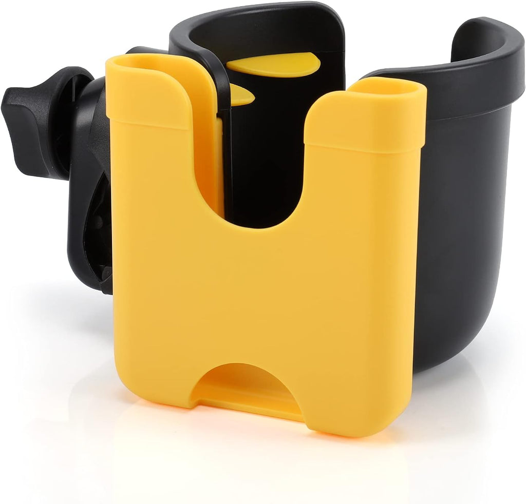Stroller Cup Holder with Phone Holder, Bike Cup Holder, Universal Cup Holder for Uppababy Nuna Doona Strollers, 2-In-1 Cup Phone Holder for Stroller, Bike, Wheelchair, Walker, Scooter