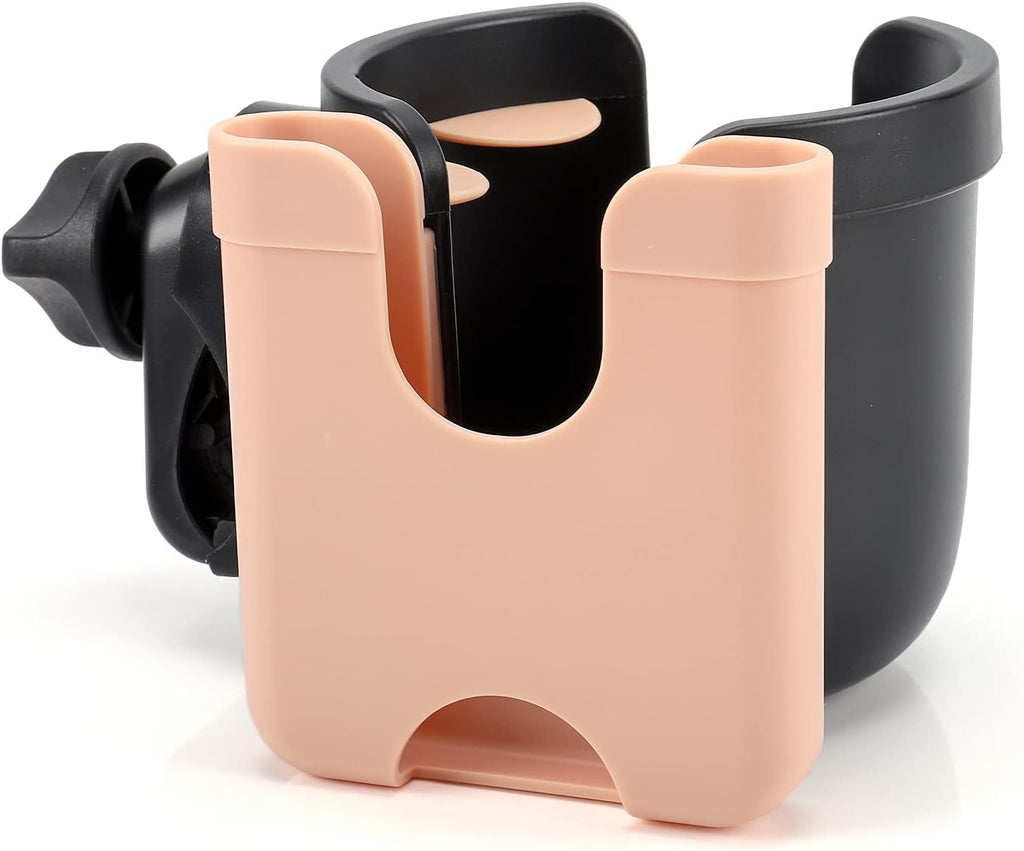 Stroller Cup Holder with Phone Holder, Bike Cup Holder, Universal Cup Holder for Uppababy Nuna Doona Strollers, 2-In-1 Cup Phone Holder for Stroller, Bike, Wheelchair, Walker, Scooter