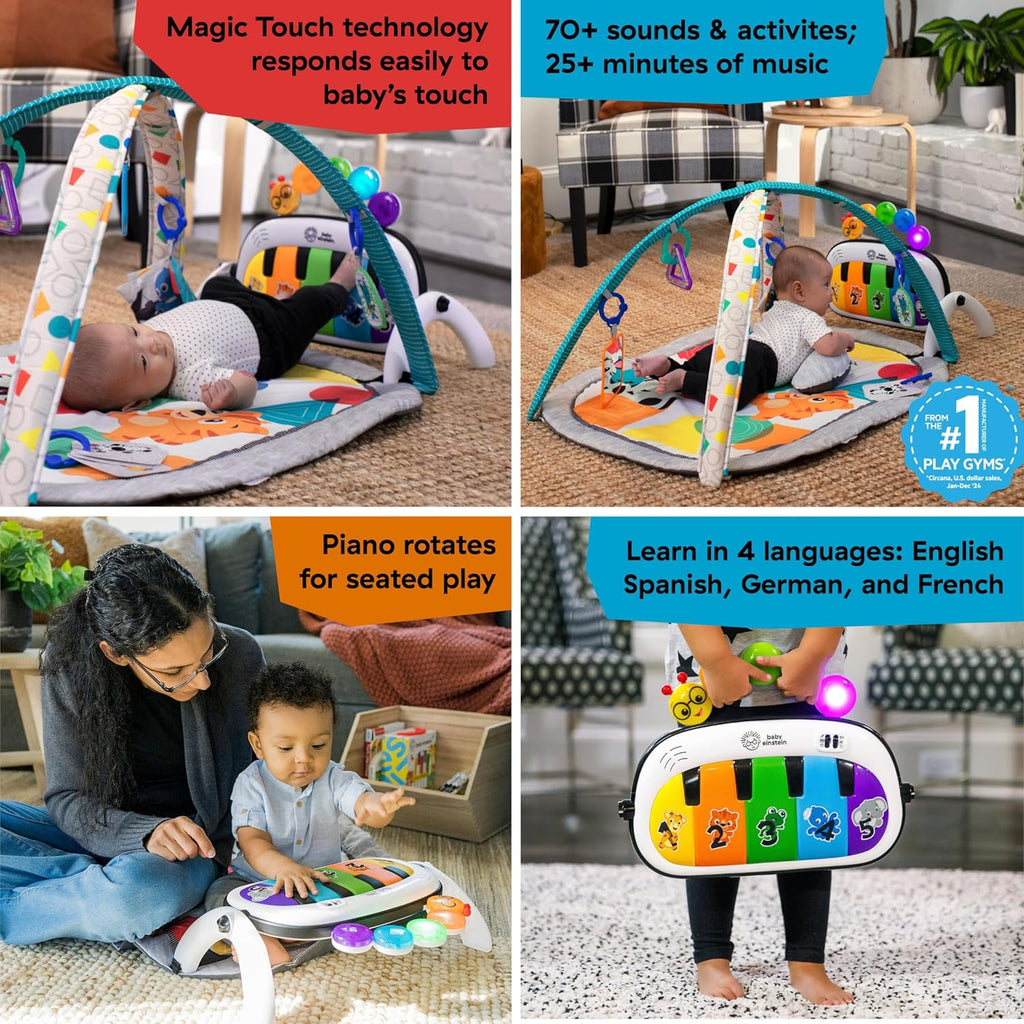4-In-1 Kickin' Tunes Music and Language Play Gym and Piano Tummy Time Activity Mat