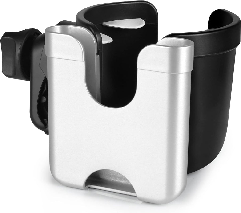 Stroller Cup Holder with Phone Holder, Bike Cup Holder, Universal Cup Holder for Uppababy Nuna Doona Strollers, 2-In-1 Cup Phone Holder for Stroller, Bike, Wheelchair, Walker, Scooter