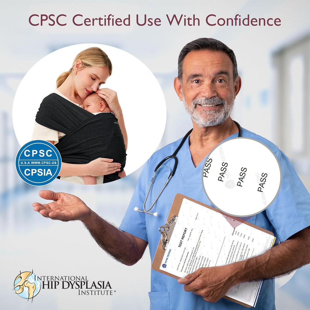 Baby Wrap Carrier, Easy to Wear Infant Carrier Slings, Lightweight Hands Free Baby Sling, Adjustable Baby Carriers for Newborn to Toddler 8-35 Lbs, Black