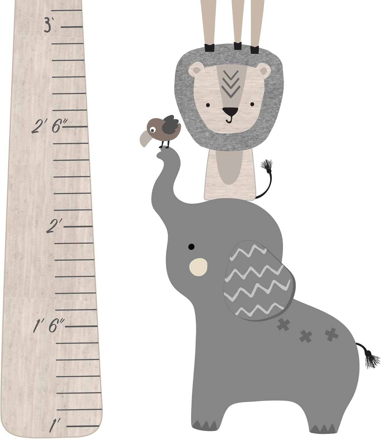 Jungle Safari Tree with Animals Kids Growth Chart Wall Decals