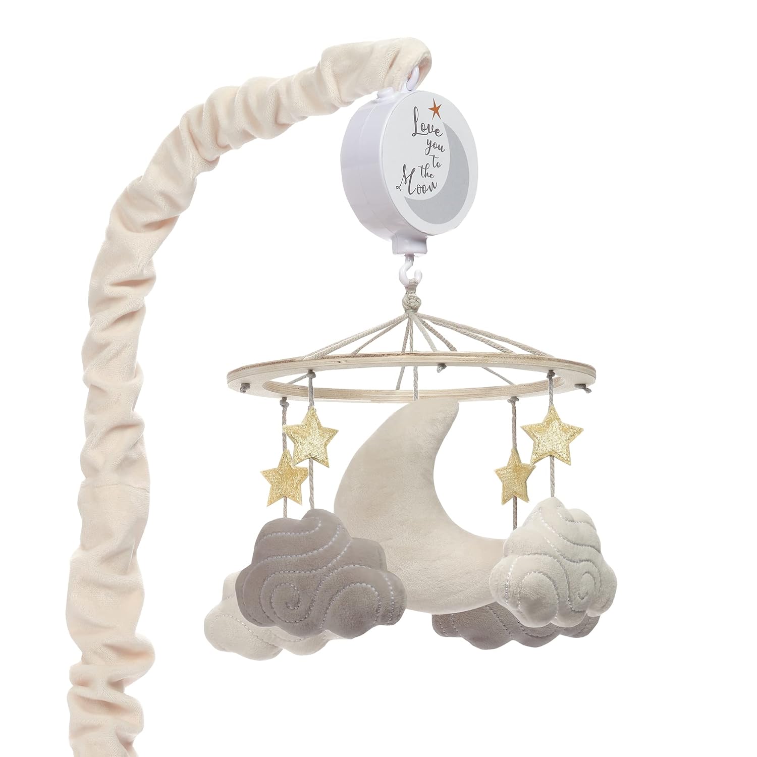Jungle Safari Musical Baby Crib Mobile - Gray, Beige, White, Animals