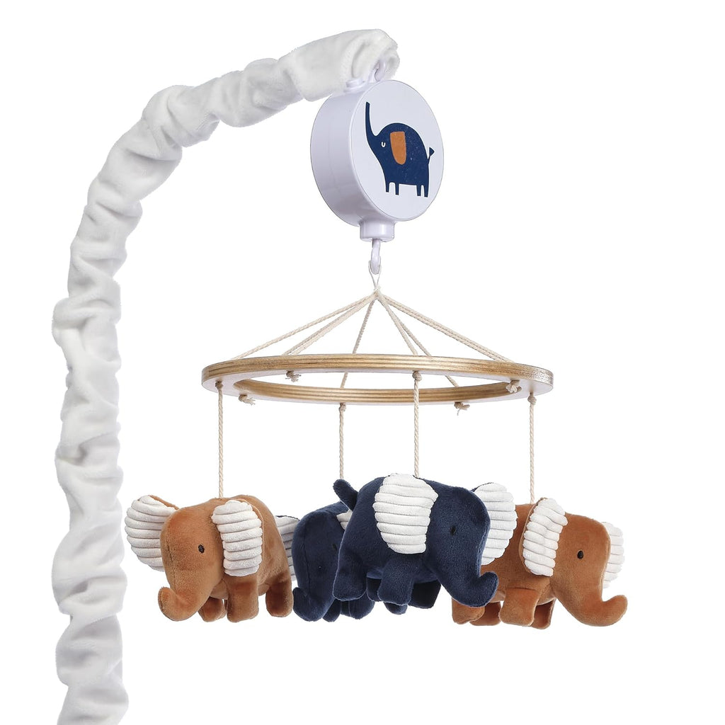 Jungle Safari Musical Baby Crib Mobile - Gray, Beige, White, Animals