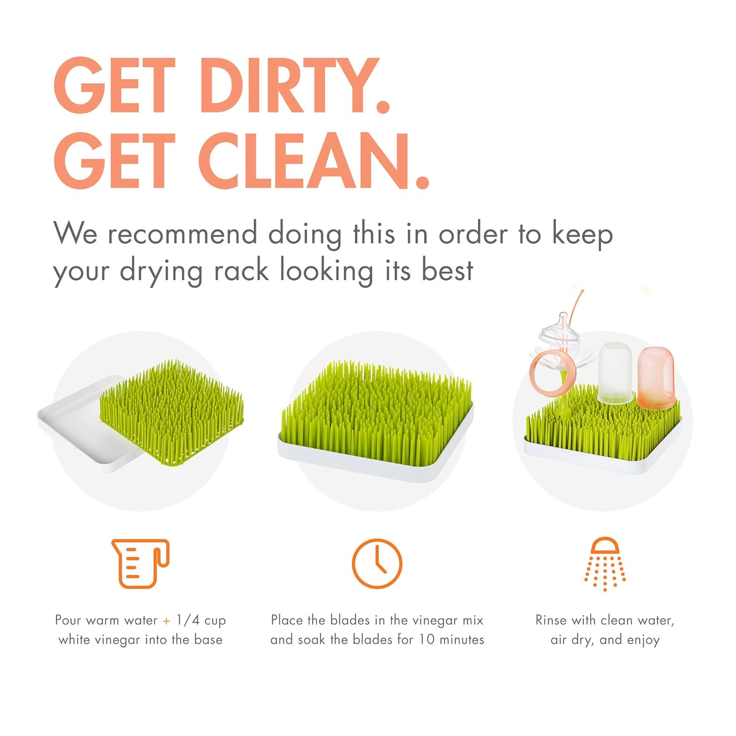 Grass Countertop Drying Rack Bundle - Includes Grass, Stem, and Twig - Capacity for 4 Baby Bottles and Baby Accessories - Baby Bottle-Feeding Supplies - 9.5 X 9.5 X 3