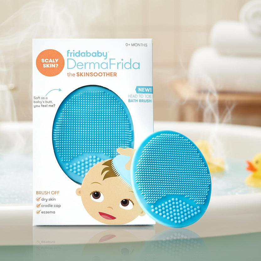 Dermafrida the Skinsoother Baby Bath Brush, Cradle Cap Brush for Babies, Baby Essential for Dry Skin, Cradle Cap Treatment and Eczema, 2 Pack