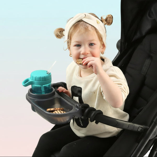 Universal Stroller Snack Tray with Dual Cup Holders – Secure, Detachable & Easy-Clean Design