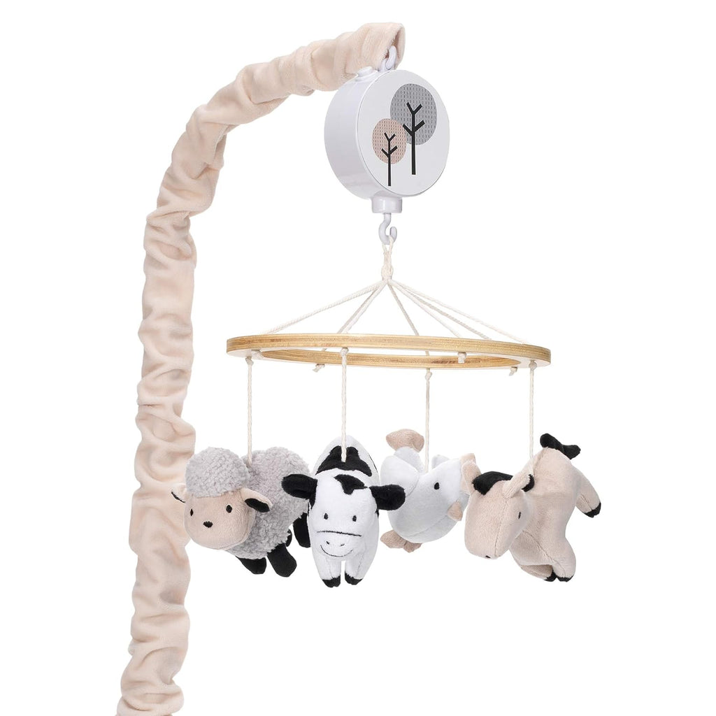 Jungle Safari Musical Baby Crib Mobile - Gray, Beige, White, Animals