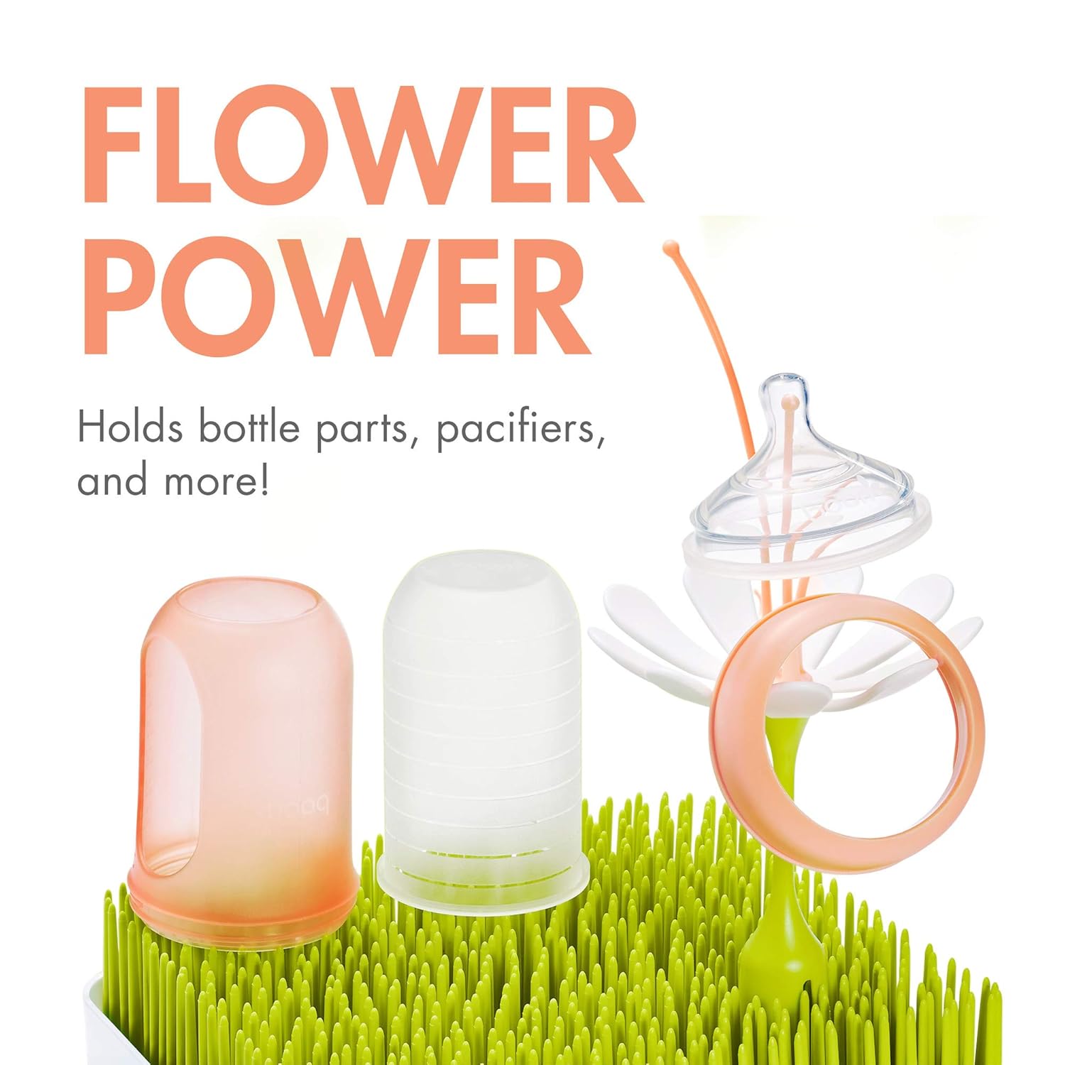 Grass Countertop Drying Rack Bundle - Includes Grass, Stem, and Twig - Capacity for 4 Baby Bottles and Baby Accessories - Baby Bottle-Feeding Supplies - 9.5 X 9.5 X 3