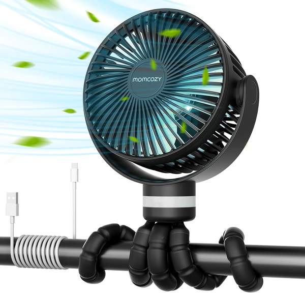 8000mAh Portable Stroller Fan – 27H Battery & 360° Flexible Tripod