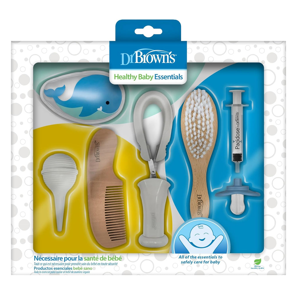 Baby Care Essentials Kit, Nail Scissors with Case, Nasal Aspirator, Cradle Cap Brush and Comb, Bpa-Free