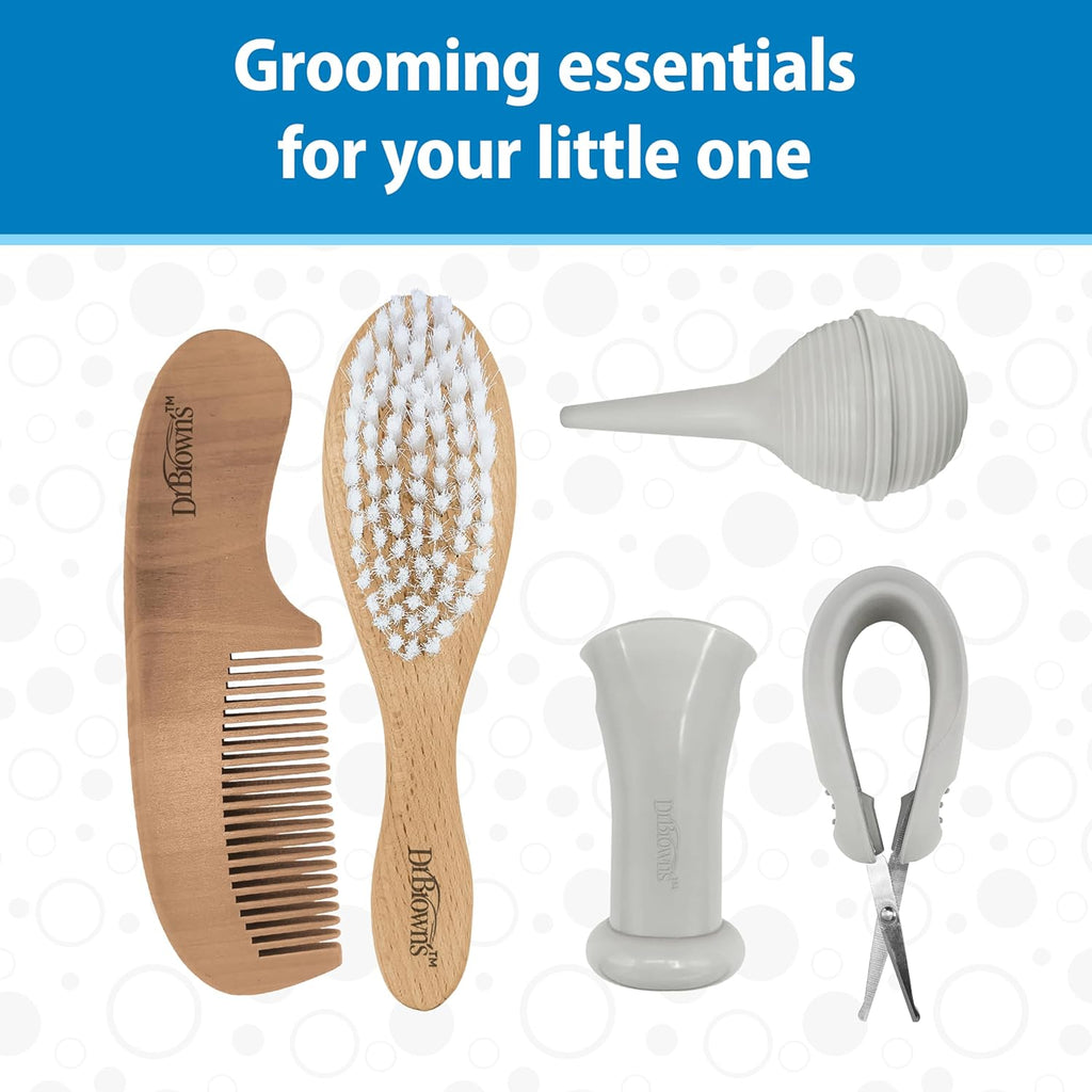 Baby Care Essentials Kit, Nail Scissors with Case, Nasal Aspirator, Cradle Cap Brush and Comb, Bpa-Free