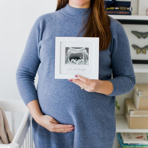Love at First Sight Sonogram Picture Frame, Gender Neutral Ultrasound Keepsake, Ideal Pregnancy Gift, Baby Shower and Nursery Decor, 4”X3” Photo Insert, White