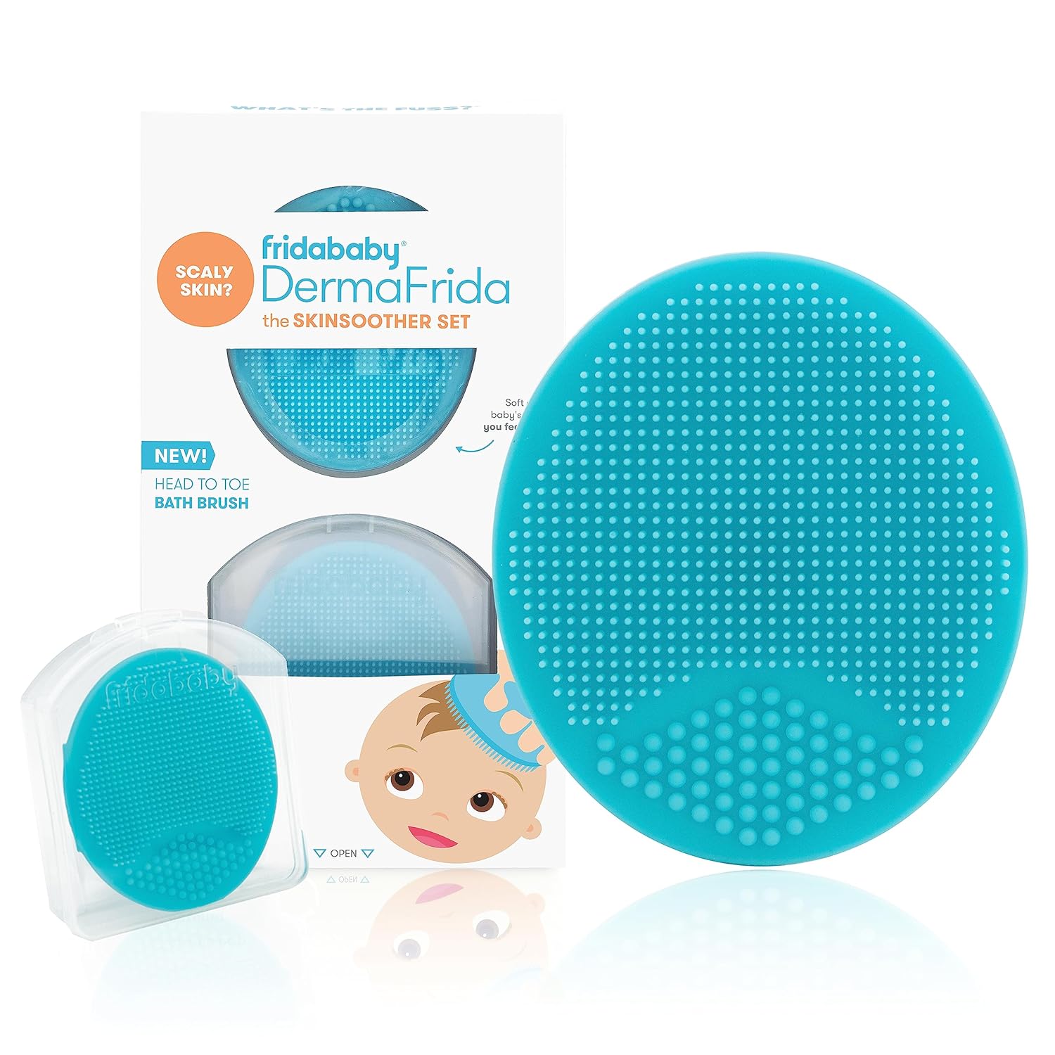 Dermafrida the Skinsoother Baby Bath Brush, Cradle Cap Brush for Babies, Baby Essential for Dry Skin, Cradle Cap Treatment and Eczema, 2 Pack