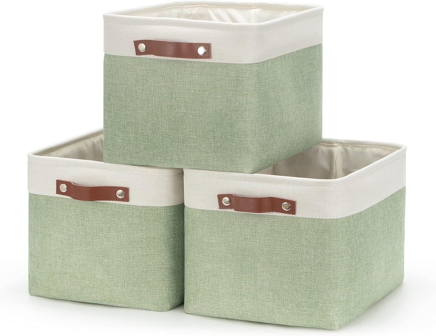 Small Baskets for Storage(6 Pack) Fabric Storage Baskets for Shelves, Foldable Storage Basket for Organizing Closets, Laundry, Nursery, Baskets for Gifts Empty (White&Blue, 11.8" X 7.8" X 5.1")