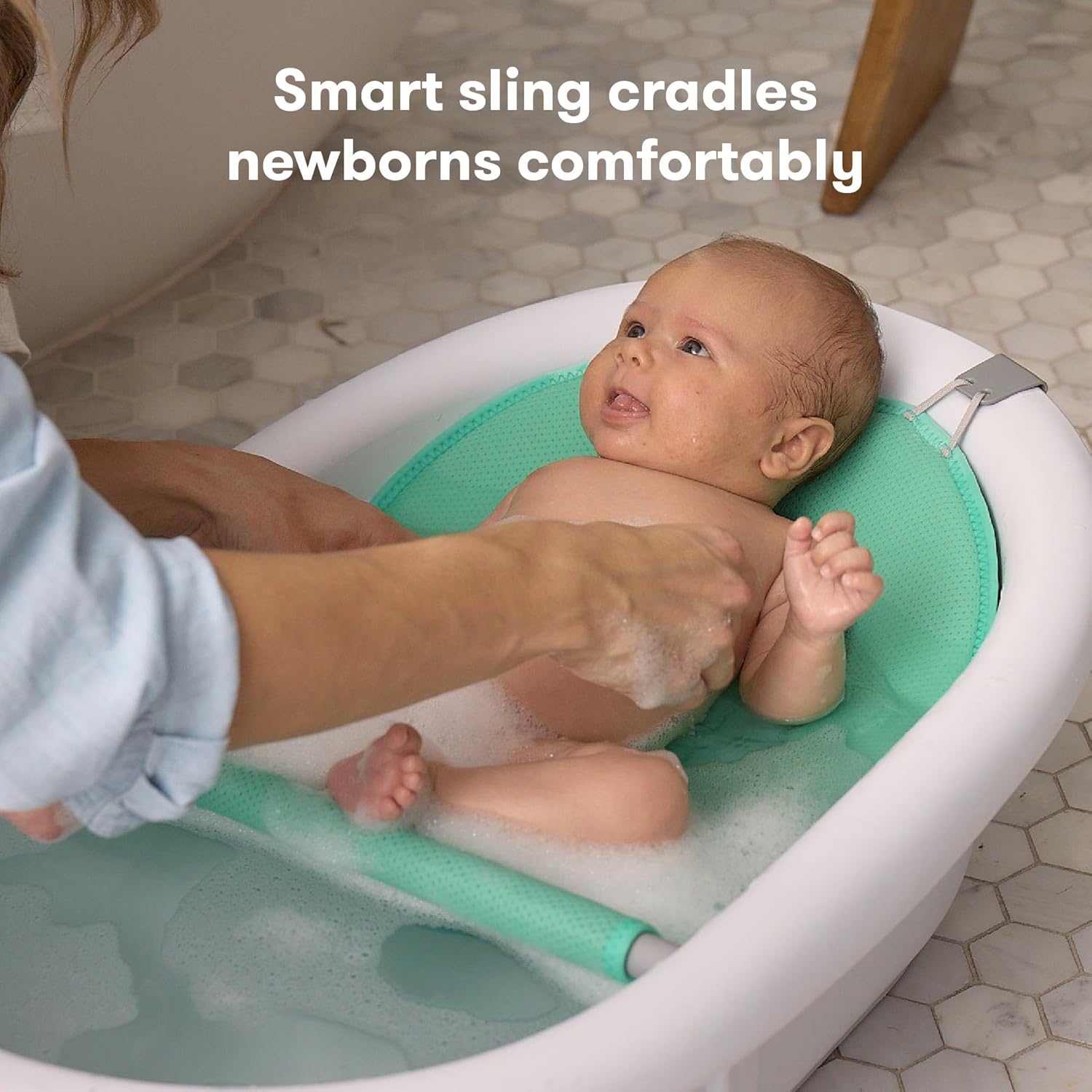 4-In-1 Grow-With-Me Baby Bathtub, Baby Tub for Newborns to Toddler with Removable Bath Seat & Backrest for Bath Support in Tub
