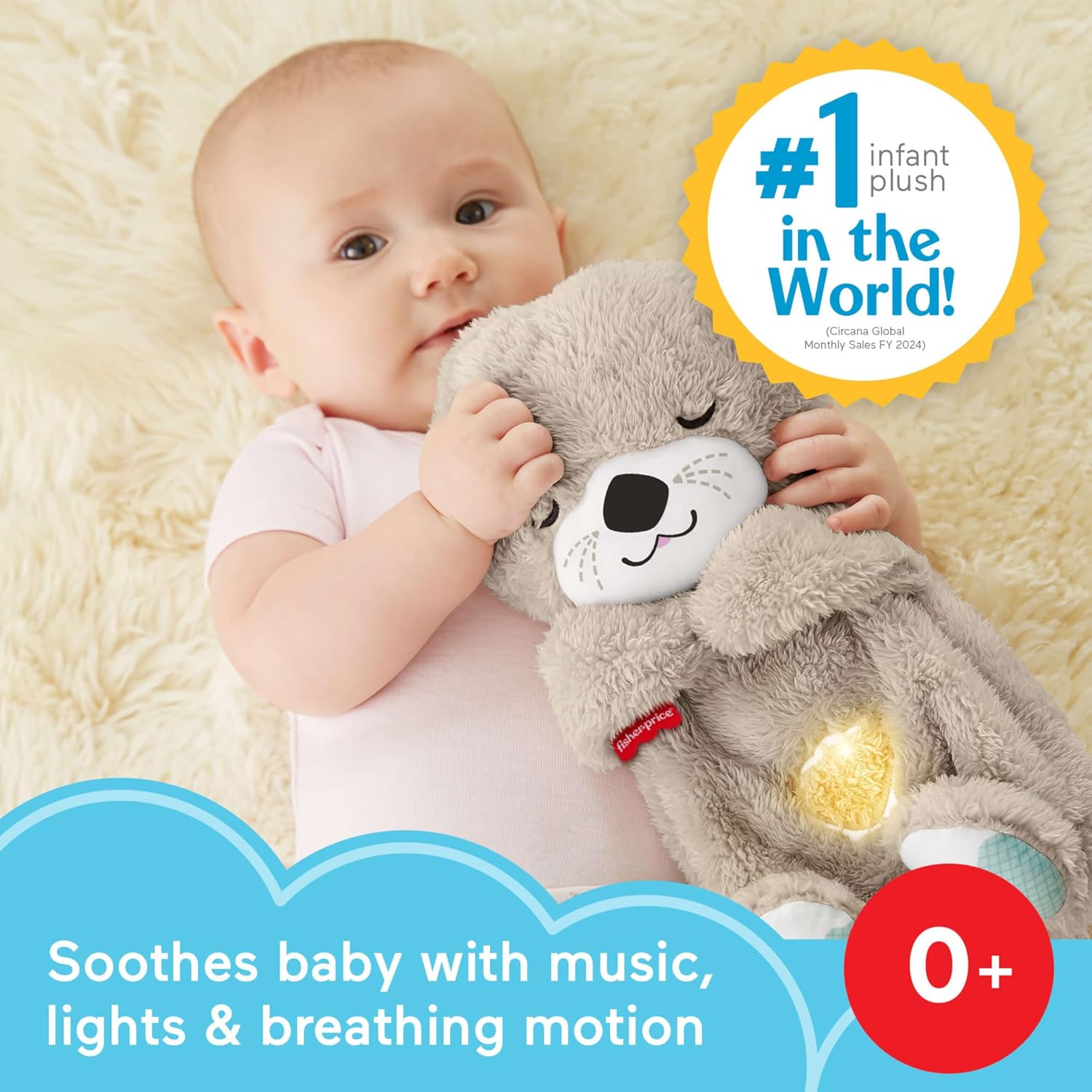 BABY Toy Soothe 'N Snuggle Otter Portable Plush Sound Machine with Music Lights & Breathing Motion for Newborns 0+ Months