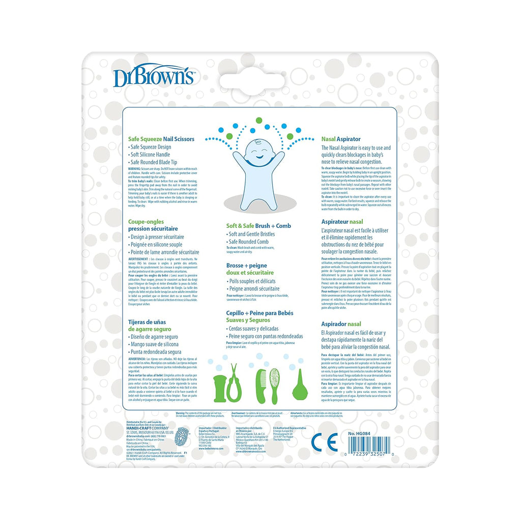 Baby Care Essentials Kit, Nail Scissors with Case, Nasal Aspirator, Cradle Cap Brush and Comb, Bpa-Free