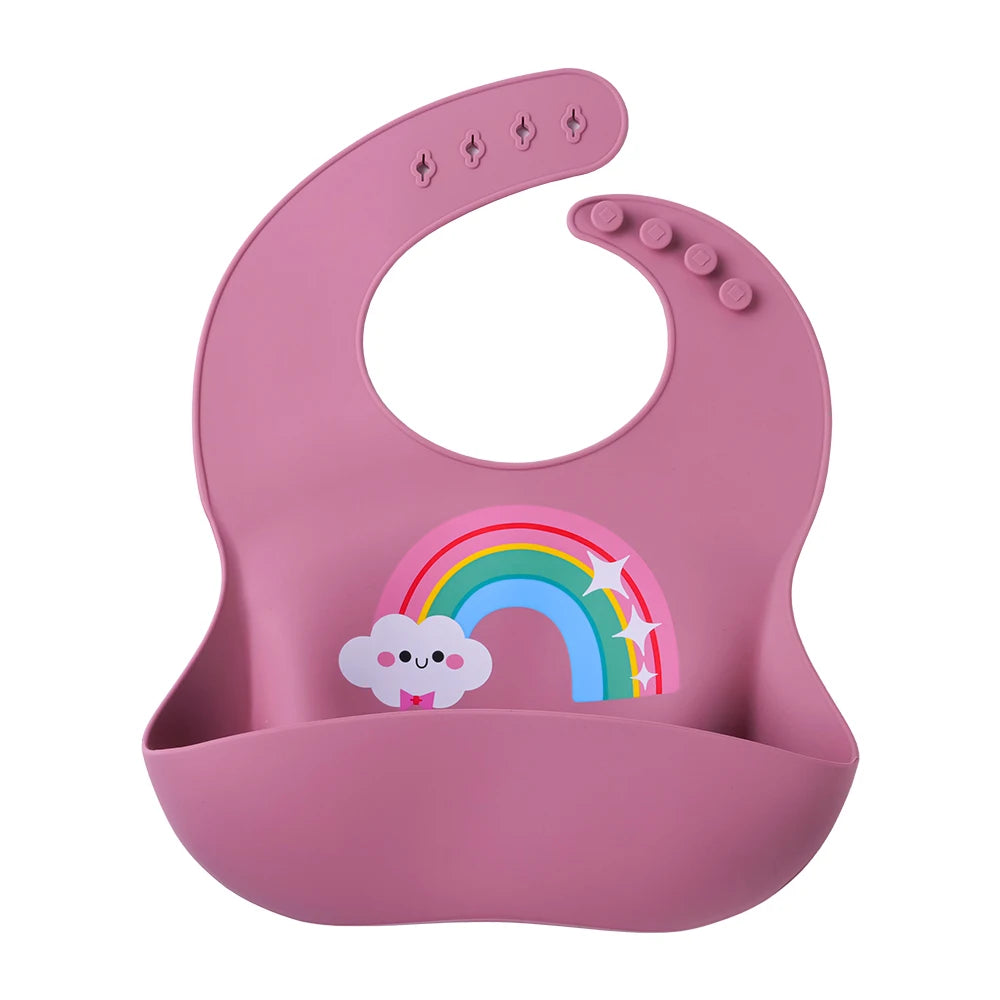 Soft-Touch Silicone Bib: Charming Cartoon Edition