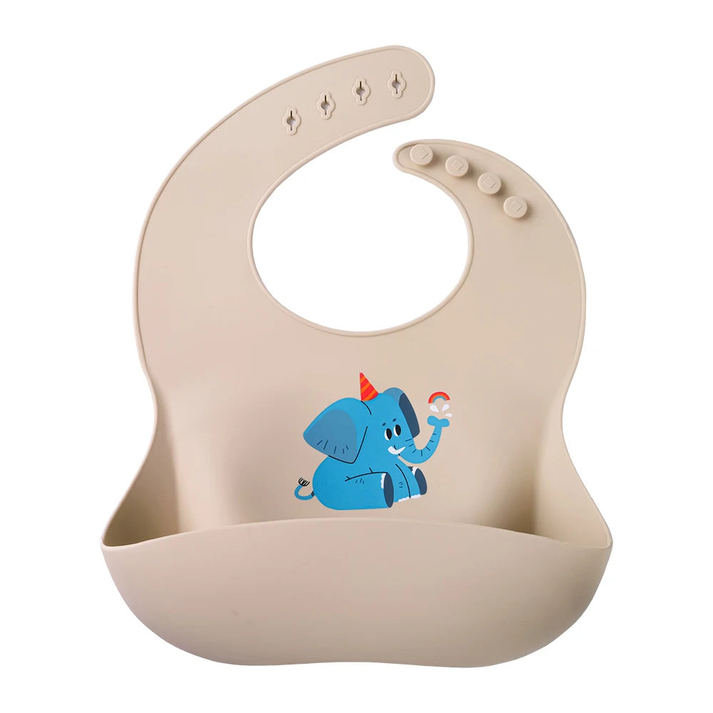 Babero de silicona suave al tacto: Edición con dibujos animados encantadores