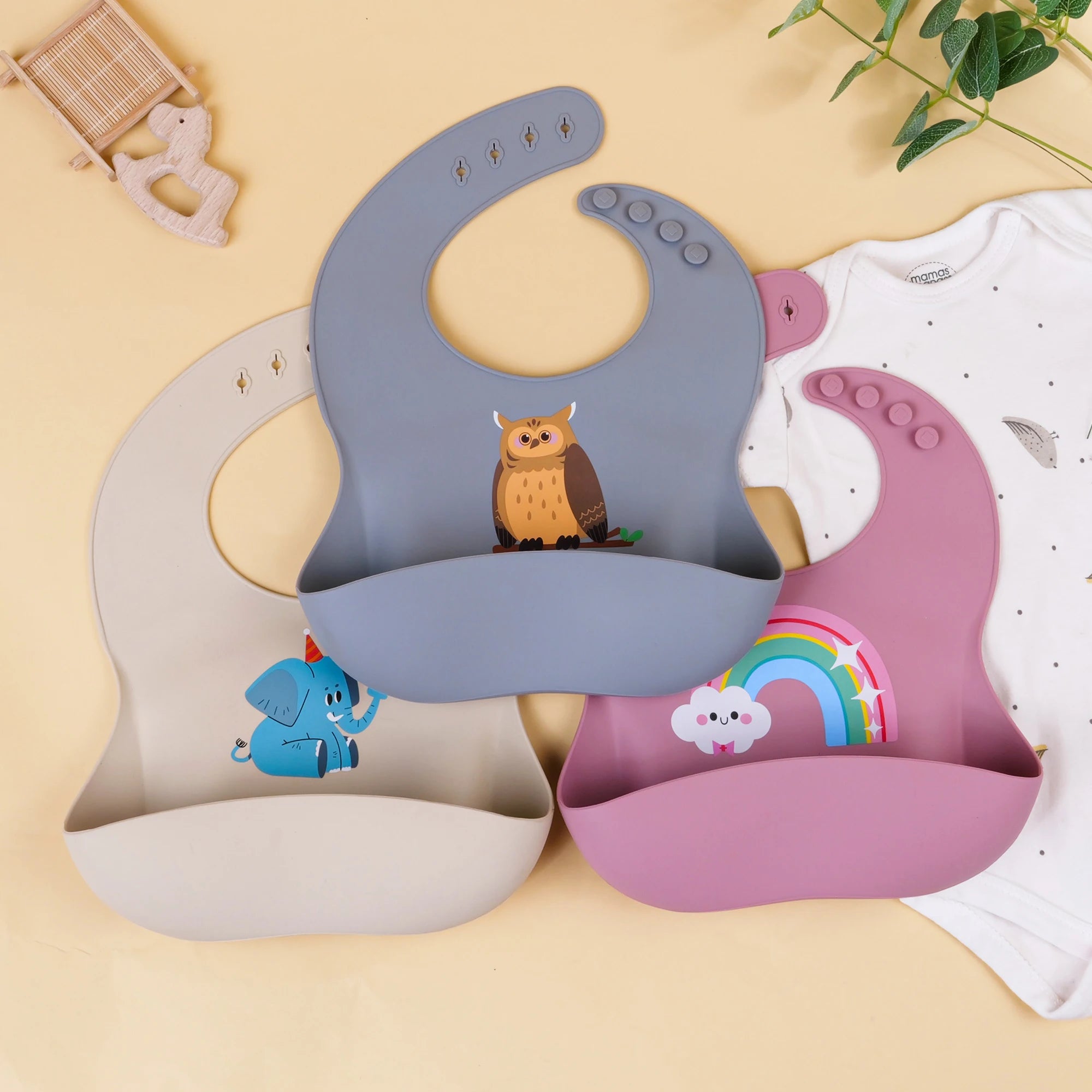 Soft-Touch Silicone Bib: Charming Cartoon Edition