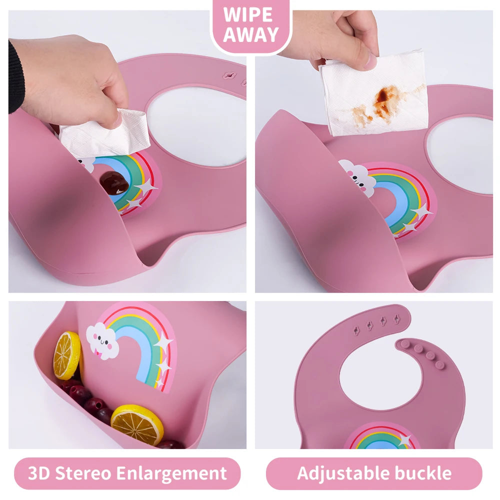 Soft-Touch Silicone Bib: Charming Cartoon Edition