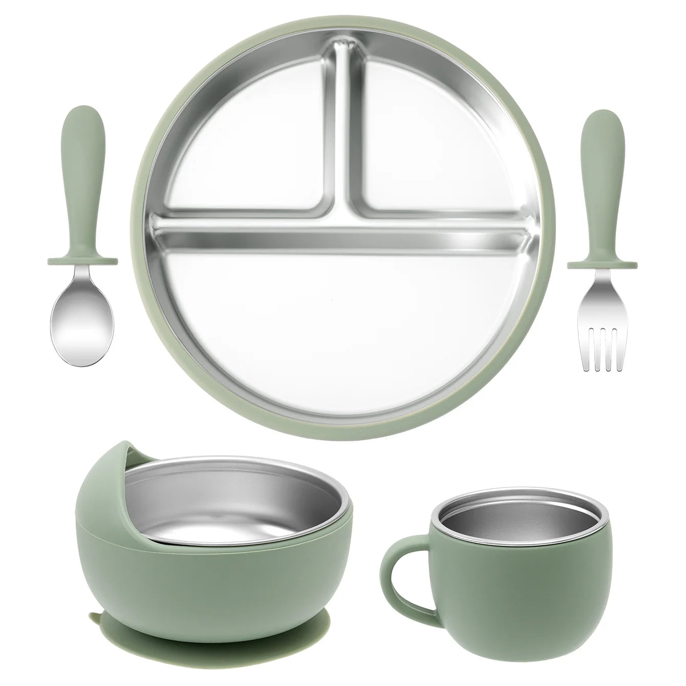 Premium Stainless Steel Feeding Set: The Ultimate 5-Piece Mealtime Collection