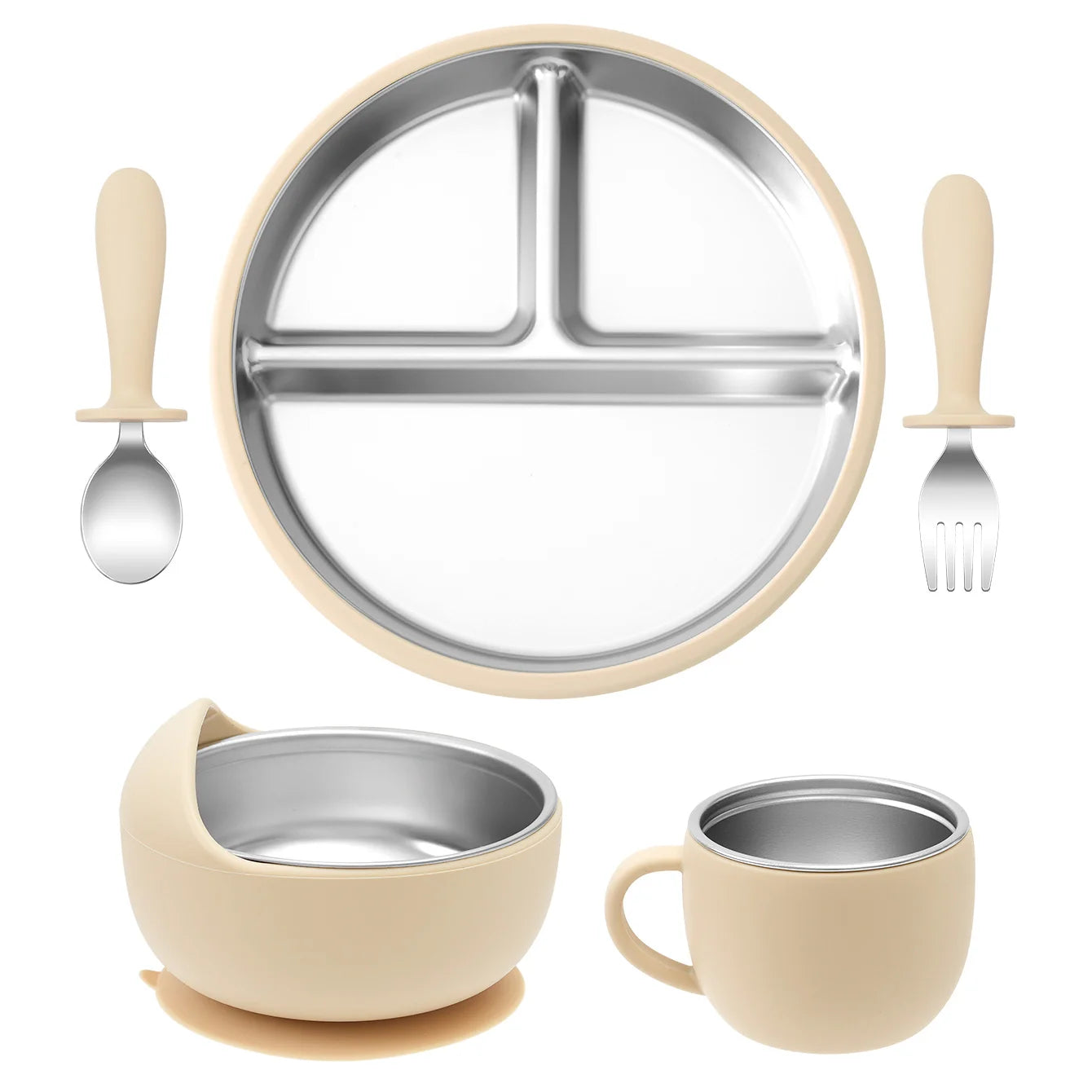Premium Stainless Steel Feeding Set: The Ultimate 5-Piece Mealtime Collection