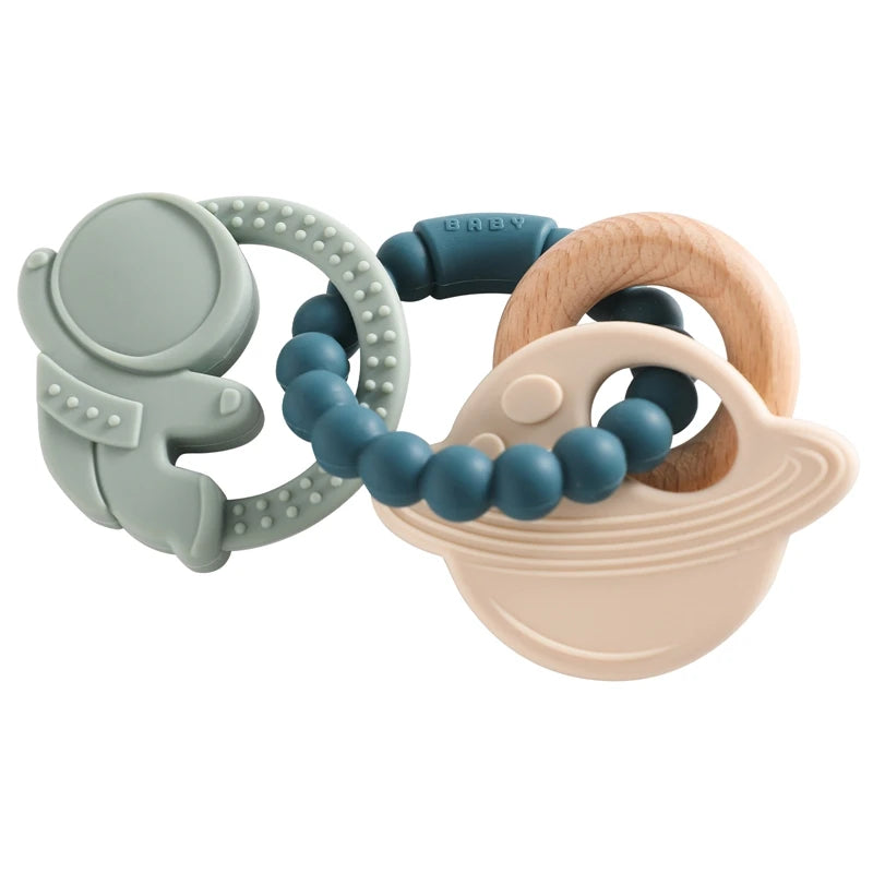 Planet-Theme Silicone Teething Bracelet | 360° Sensory Reach & Molar Relief