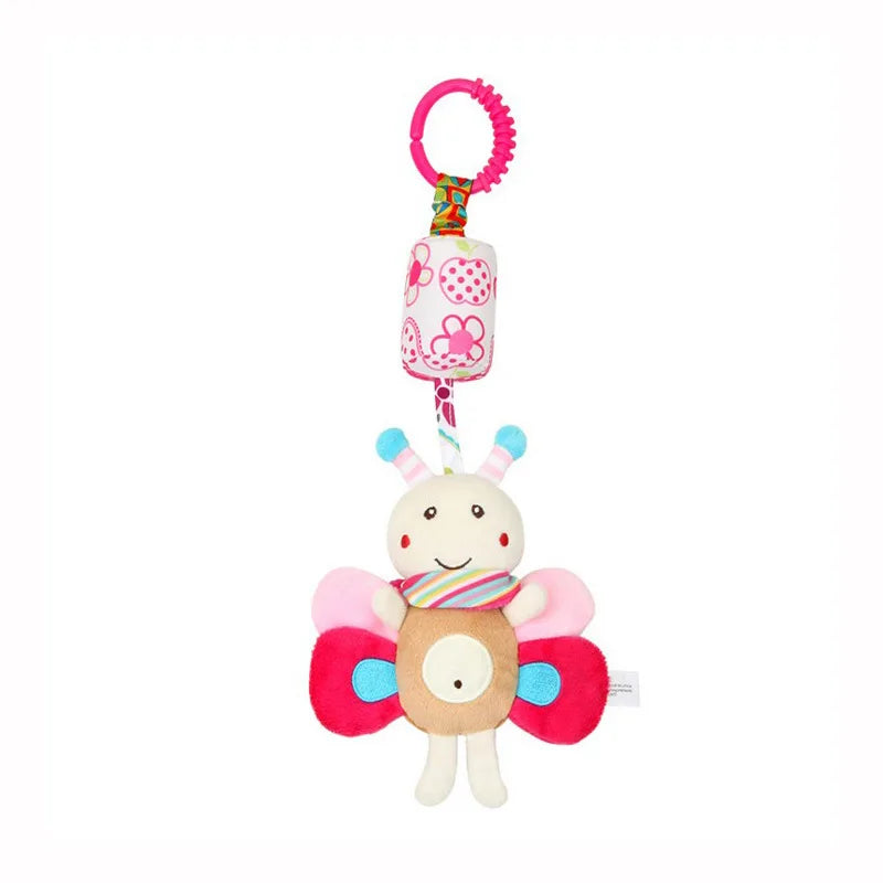 Animal Plush Hanging Rattle & Sensory Stroller Toy | Educational Infant Mobile