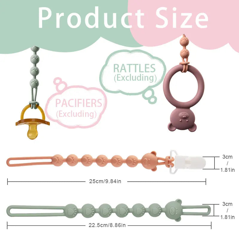 Baby Anti-drop Chain Pacifier Clips Teether Silicone Round Beads Teething Chain