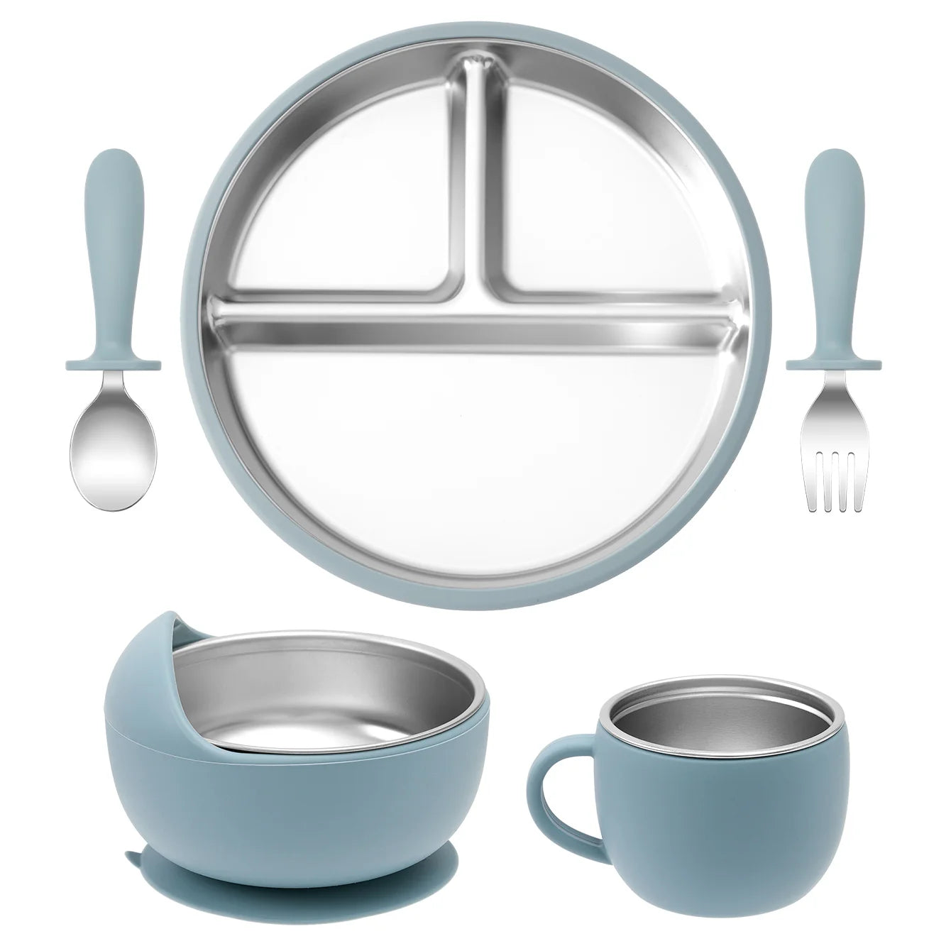 Premium Stainless Steel Feeding Set: The Ultimate 5-Piece Mealtime Collection