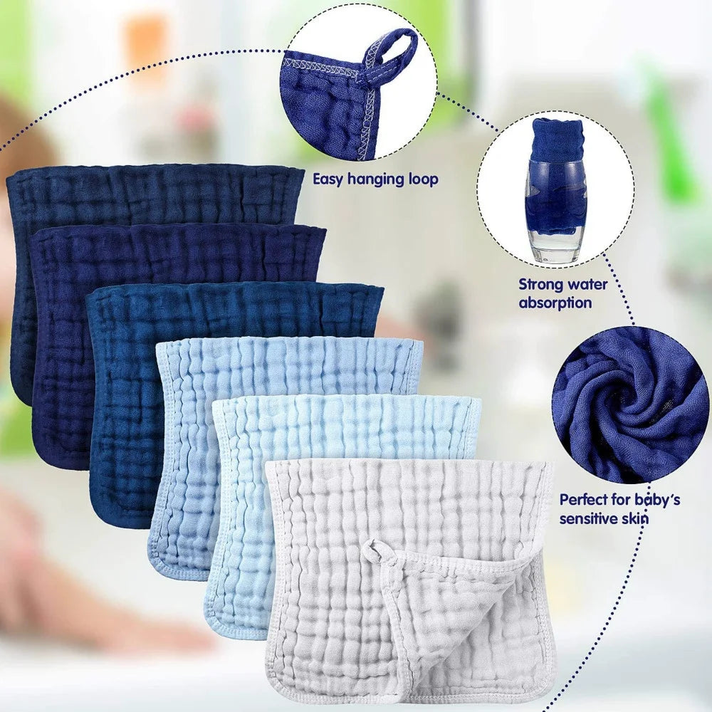 6-Layer Muslin Cotton Burp Cloths (3-Pack)