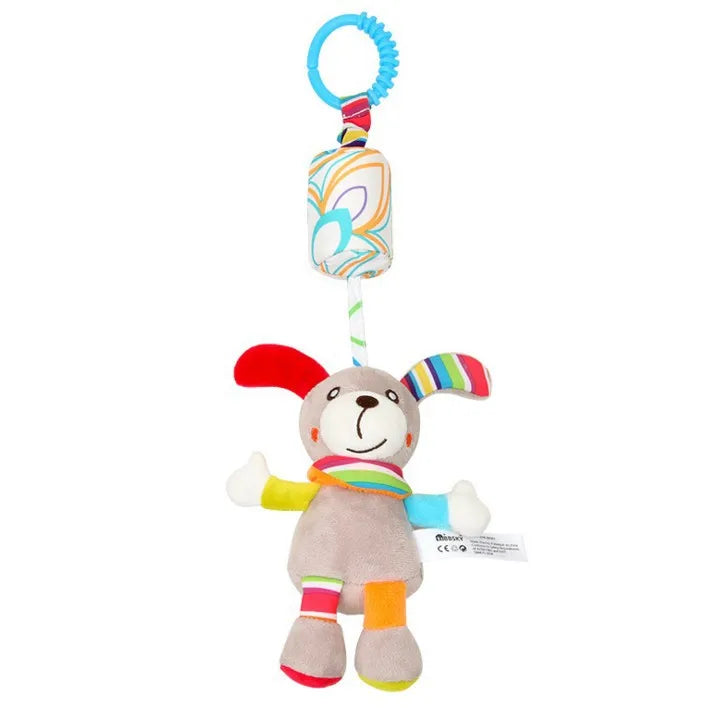 Animal Plush Hanging Rattle & Sensory Stroller Toy | Educational Infant Mobile