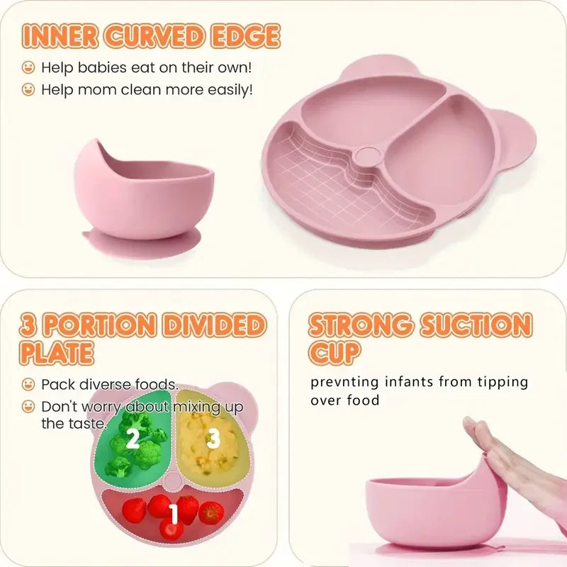 Geometric Silicone Mealtime Set: Modern Essentials for First Bites