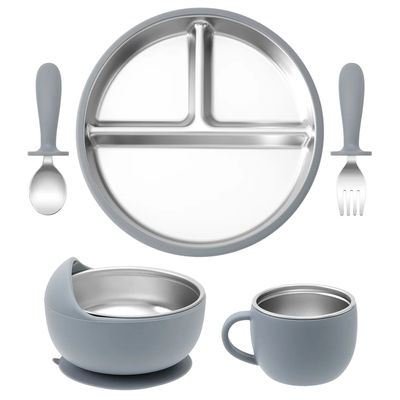 Premium Stainless Steel Feeding Set: The Ultimate 5-Piece Mealtime Collection
