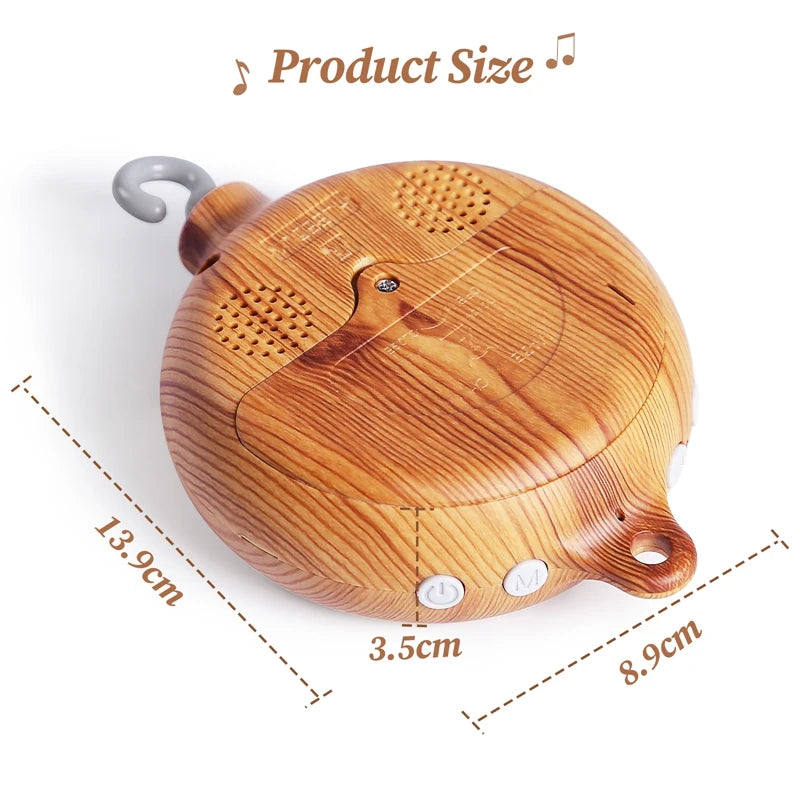Revolving Music Box For Newborns Baby Crib Imitation Wood Color