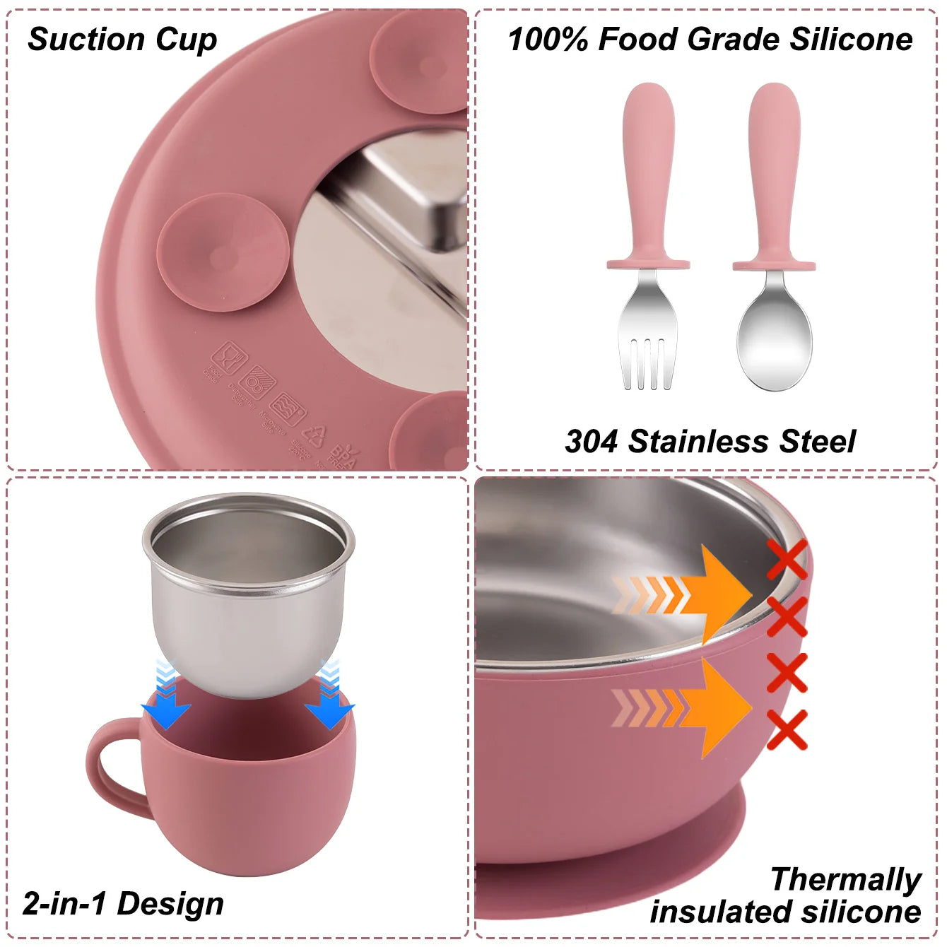 Premium Stainless Steel Feeding Set: The Ultimate 5-Piece Mealtime Collection