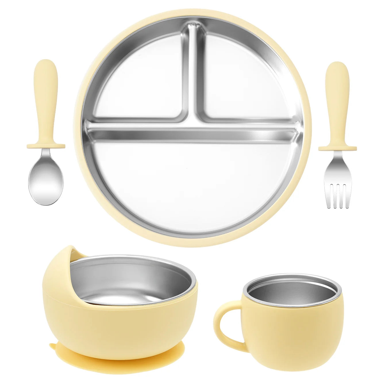 Premium Stainless Steel Feeding Set: The Ultimate 5-Piece Mealtime Collection