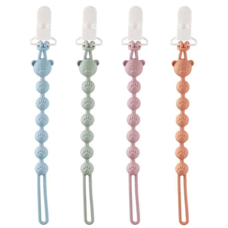Cadena anticaída para chupete de bebé, mordedor de silicona con cuentas redondas, cadena de dentición