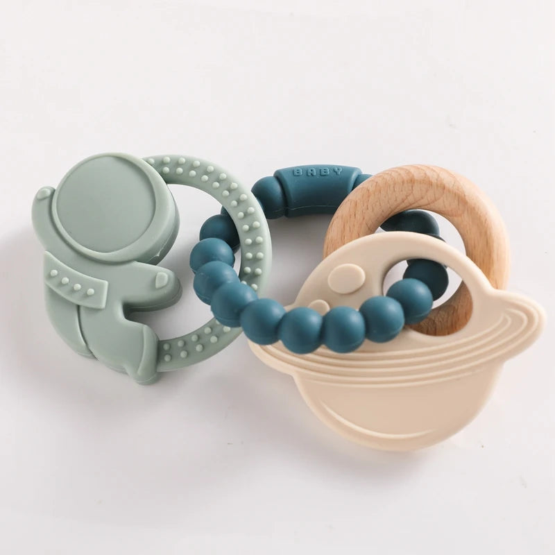 Planet-Theme Silicone Teething Bracelet | 360° Sensory Reach & Molar Relief