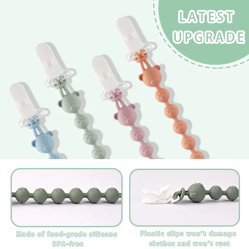 Baby Anti-drop Chain Pacifier Clips Teether Silicone Round Beads Teething Chain