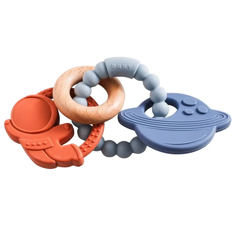 Planet-Theme Silicone Teething Bracelet | 360° Sensory Reach & Molar Relief