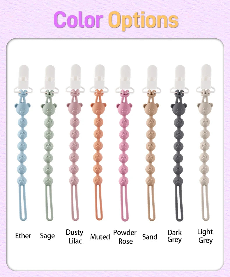 Cadena anticaída para chupete de bebé, mordedor de silicona con cuentas redondas, cadena de dentición