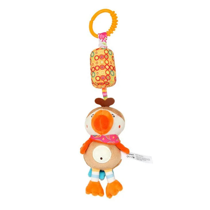 Animal Plush Hanging Rattle & Sensory Stroller Toy | Educational Infant Mobile