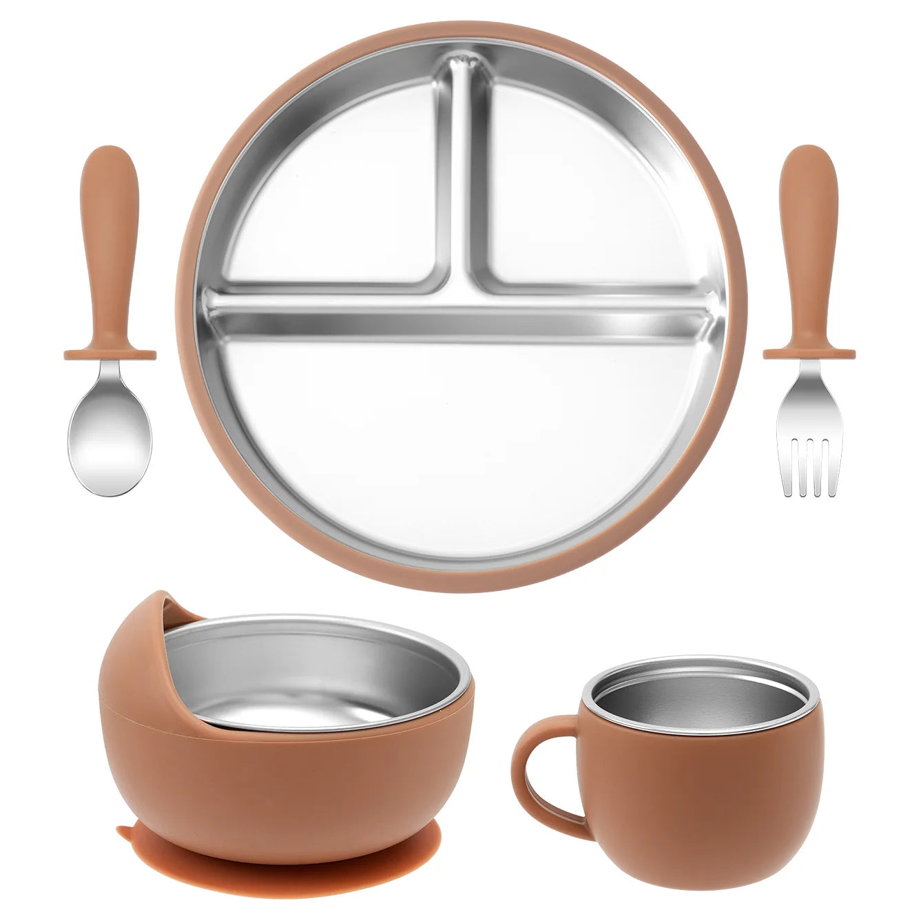 Premium Stainless Steel Feeding Set: The Ultimate 5-Piece Mealtime Collection