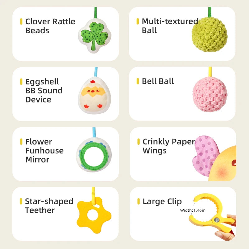 Barra de actividades musicales multisensoriales | Mordedor y sonajero de viaje universal