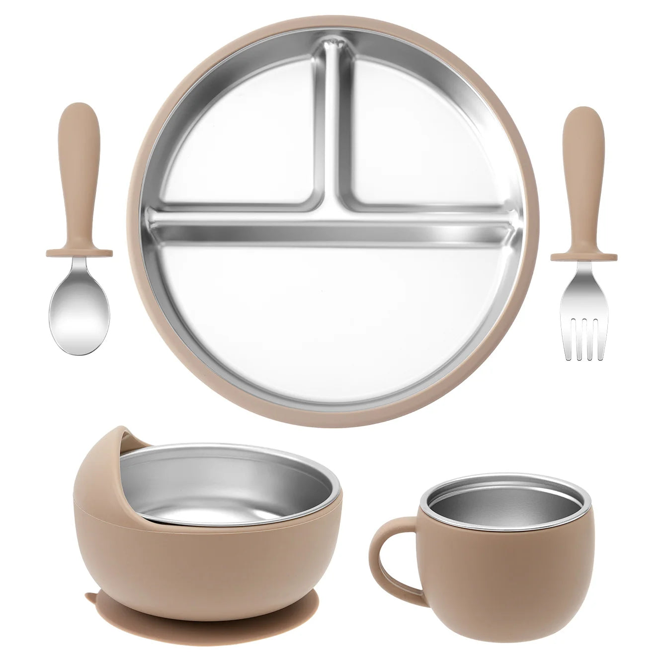 Premium Stainless Steel Feeding Set: The Ultimate 5-Piece Mealtime Collection