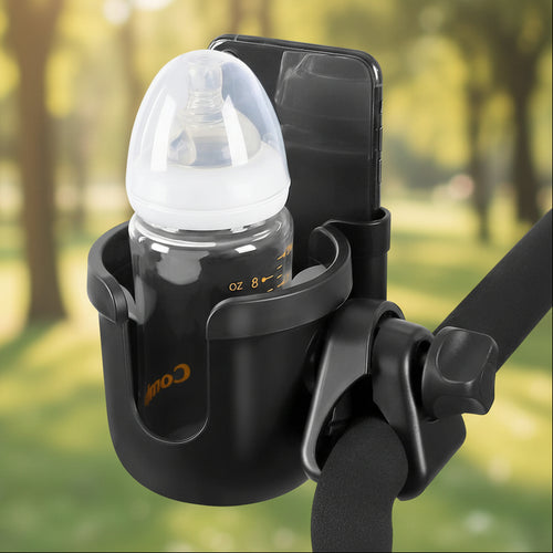 Stroller Cup Holder with Phone Holder, Bike Cup Holder, Universal Cup Holder for Uppababy Nuna Doona Strollers, 2-In-1 Cup Phone Holder for Stroller, Bike, Wheelchair, Walker, Scooter