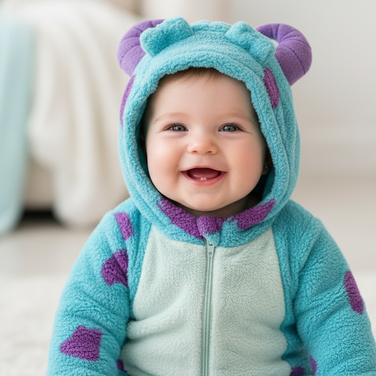 The Little Explorer Snowsuit: Thicken Fleece Horned Hooded Romper